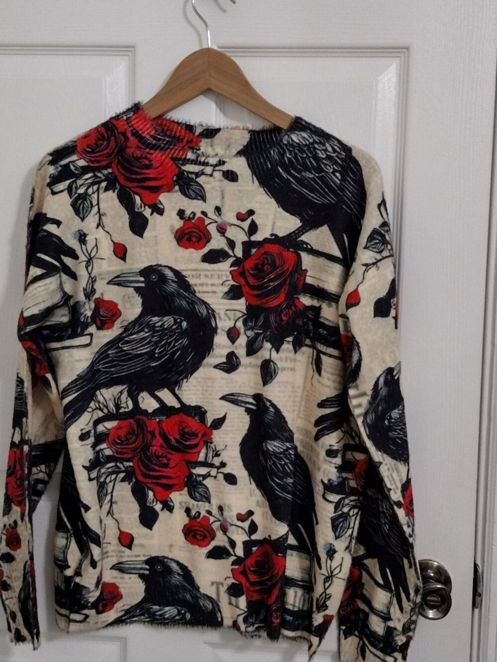 Raven & Rose Print Sweater Top Women's Medium 100% Polyester Soft Cozy - Picture 2 of 9